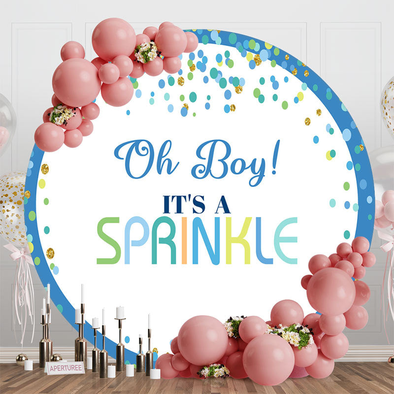 Aperturee - Oh Boy Its A Sprinkle Round Baby Shower Backdrop