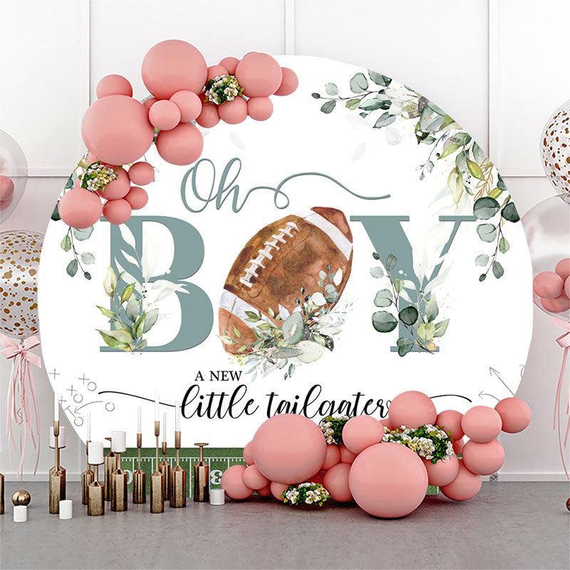 Aperturee - Oh Boy Little Tailgater Round Baby Shower Backdrop