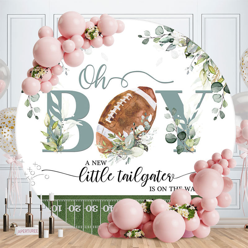 Aperturee - Oh Boy Little Tailgater Round Baby Shower Backdrop