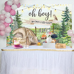 Aperturee - Oh Boy Wild Camping Teddy Bear Baby Shower Backdrop