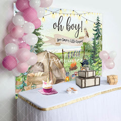 Aperturee - Oh Boy Wild Camping Teddy Bear Baby Shower Backdrop