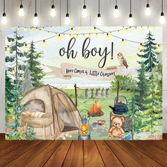 Aperturee - Oh Boy Wild Camping Teddy Bear Baby Shower Backdrop