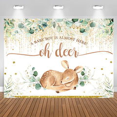 Aperturee - Oh Deer A Boy Is Almost Here Baby Shower Backdrop