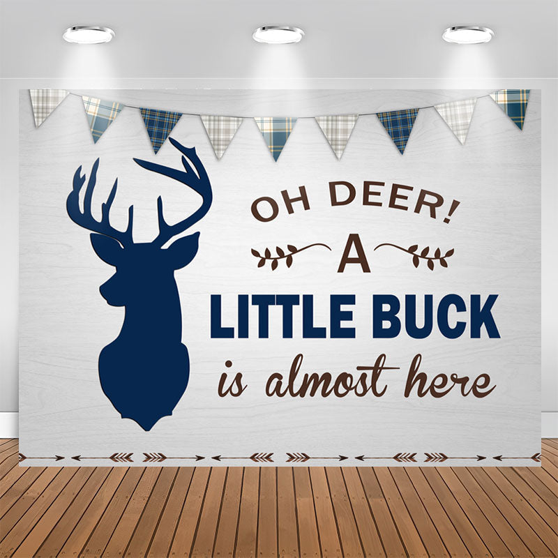 Aperturee - Oh Deer A Little Buck Is Here Baby Shower Backdrop