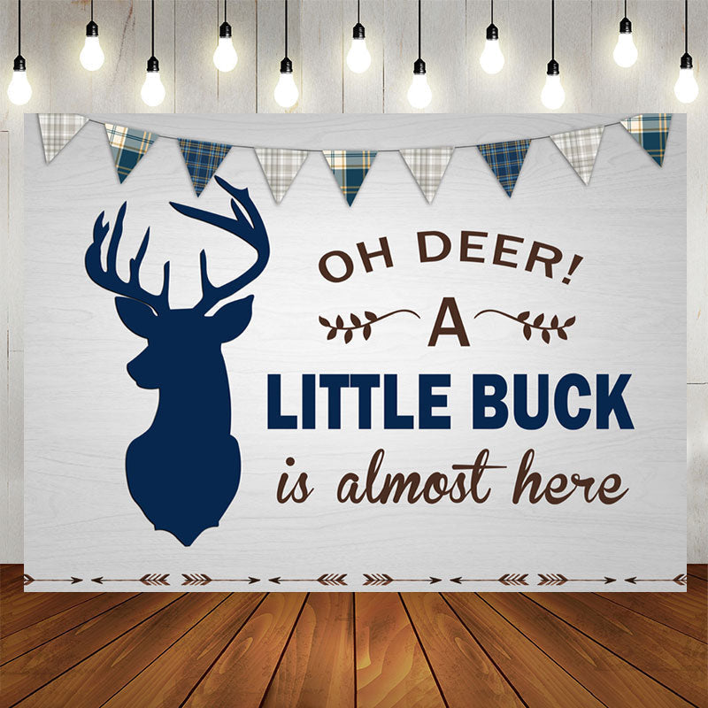 Aperturee - Oh Deer A Little Buck Is Here Baby Shower Backdrop