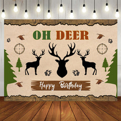 Aperturee - Oh Deer Jungle Forests Elk Happy Birthday Backdrop