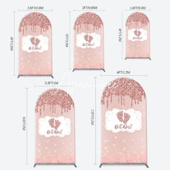 Aperturee - Oh Girl Rose Gold Glitter Arch Baby Shower Backdrop