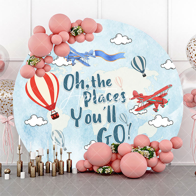 Aperturee - Oh The Places You Will Go Round Birthday Backdrop