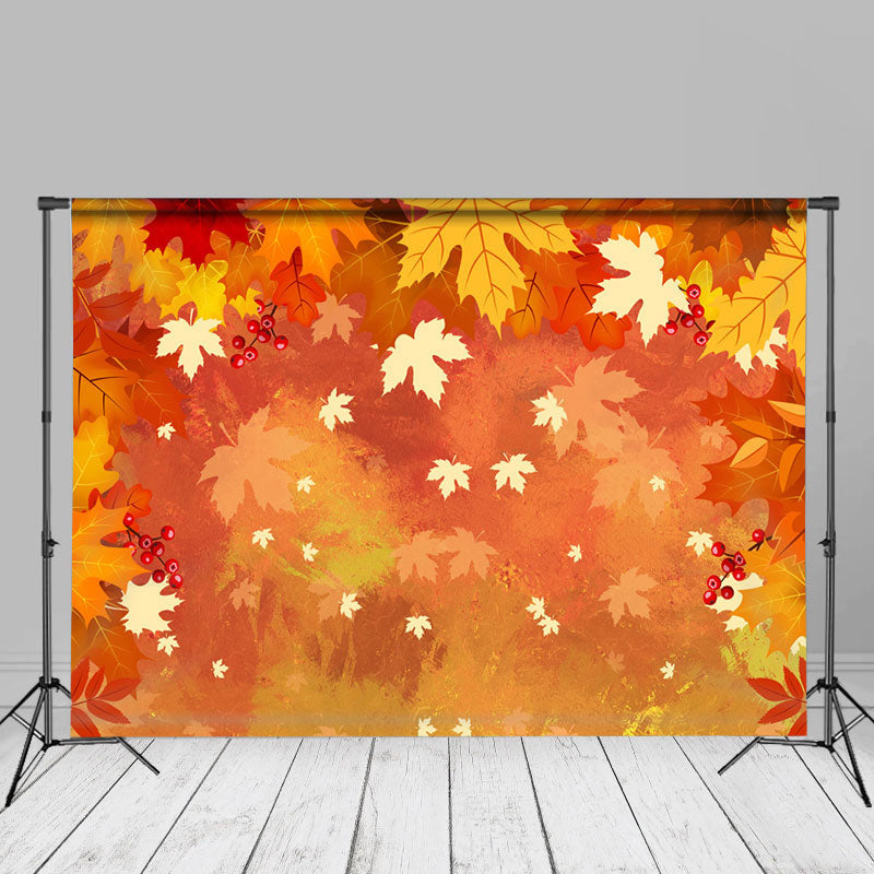 Aperturee - Oil Painting Red Maple Berry Autumn Backdrop For Decor