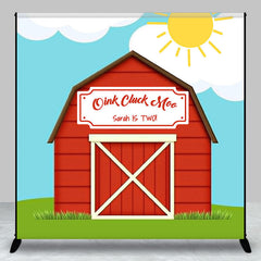 Aperturee - Oink Cluck Moo Barn Sun Custom 2nd Birthday Backdrop