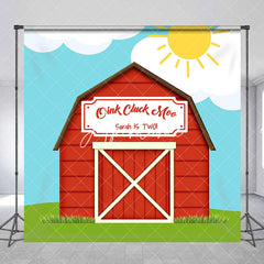 Aperturee - Oink Cluck Moo Barn Sun Custom 2nd Birthday Backdrop