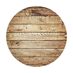 Aperturee - Old Brown Round Wood Birthday Decoration Backdrop