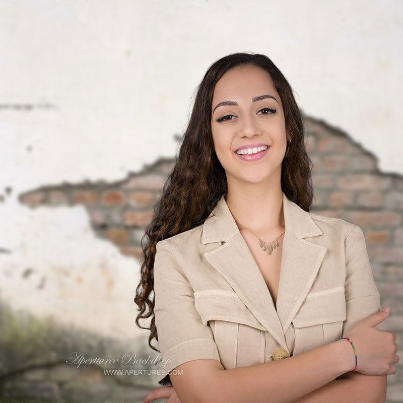 Aperturee - Old Clay Faded Cracked Paint Brick Photo Backdrop