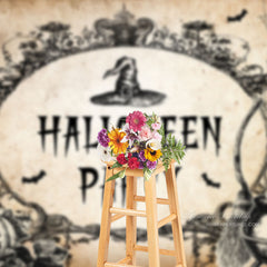 Aperturee - Old Fashion Black Scary Happy Halloween Party Backdrop