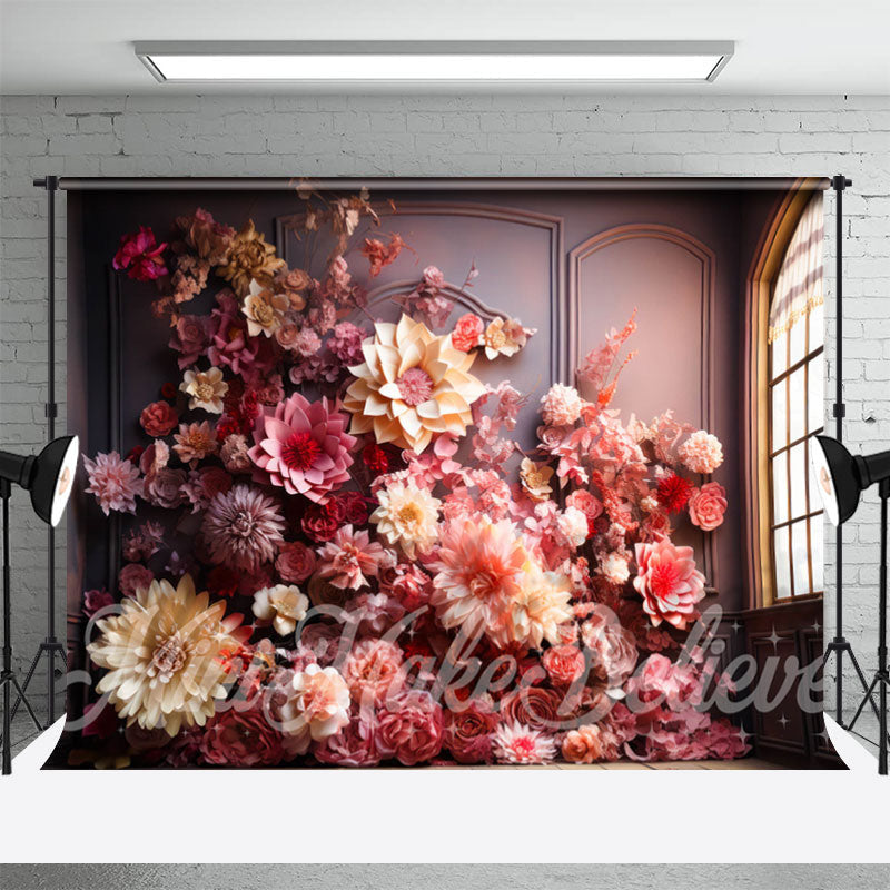 Aperturee - Old Masters Trim Wall Pink Floral Fine Art Backdrop