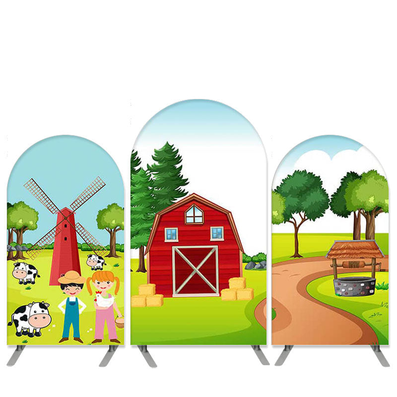 Aperturee Old McDonald Farm Theme Animals Arch Backdrop Kit for Party