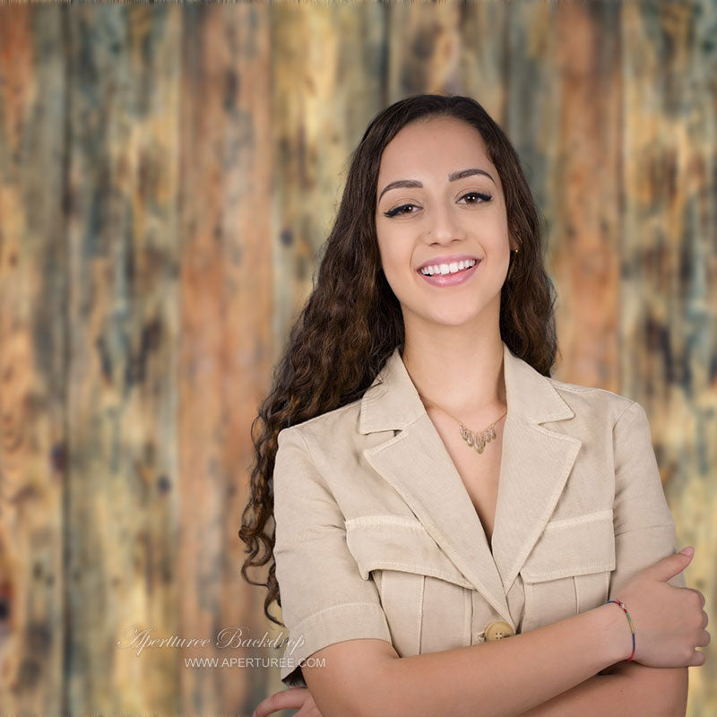 Aperturee - Old Retro Brown Wood Grain Backdrop For Photography