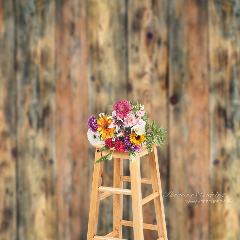 Aperturee - Old Retro Brown Wood Grain Backdrop For Photography