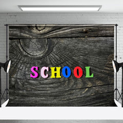 Aperturee - Old Wood Plank Texture Rainbow Back To School Backdrop