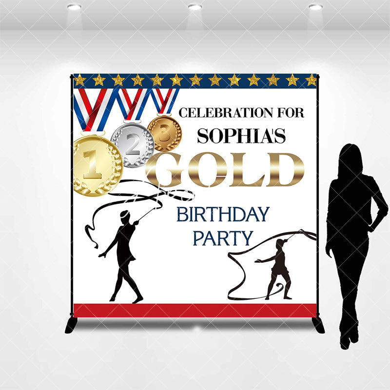 Aperturee - Olympics Celebrate Gold Custom Birthday Backdrop