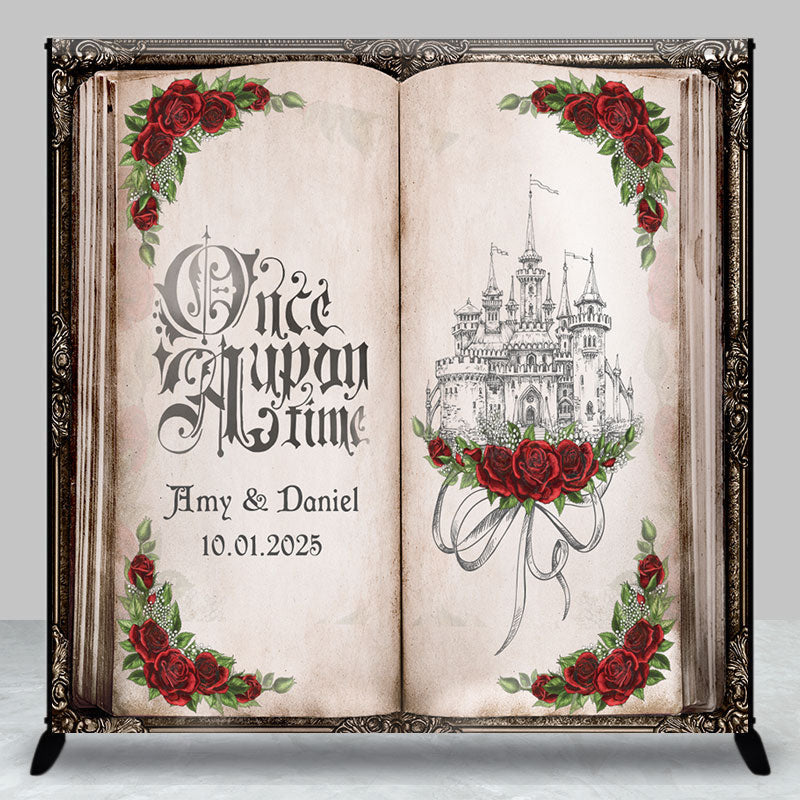 Aperturee - Once Upon A Time Book Roses Custom Wedding Backdrop