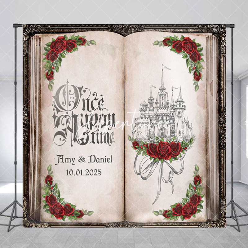 Aperturee - Once Upon A Time Book Roses Custom Wedding Backdrop