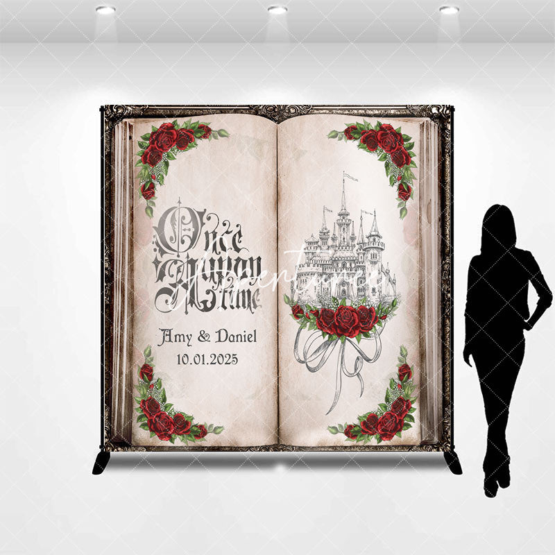 Aperturee - Once Upon A Time Book Roses Custom Wedding Backdrop