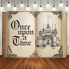 Aperturee - Once Upon Retro Fairy Book Castle Birthday Backdrop