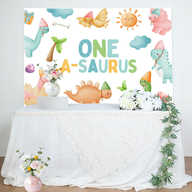 Aperturee - One A Saurus Carton Dinosaur World Birthday Backdrop