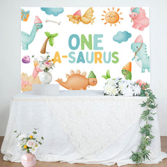 Aperturee - One A Saurus Carton Dinosaur World Birthday Backdrop