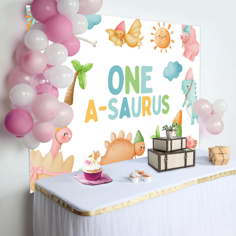 Aperturee - One A Saurus Carton Dinosaur World Birthday Backdrop