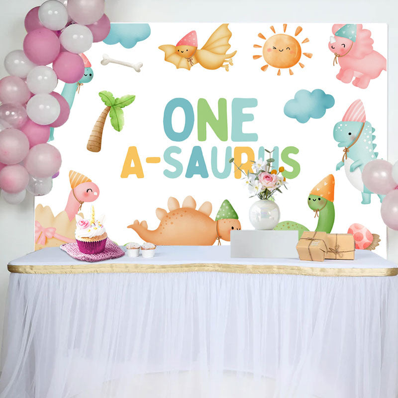 Aperturee - One A Saurus Carton Dinosaur World Birthday Backdrop