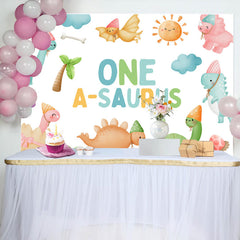 Aperturee - One A Saurus Carton Dinosaur World Birthday Backdrop