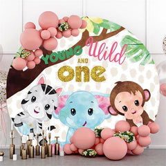 Aperturee One Birthday Young Wild Elephant Round Party Backdrops