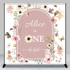 Aperturee - One Derful Dust Pink Floral Custom Birthday Backdrop