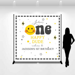 Aperturee - One Happy Dude Smile Face Custom Birthday Backdrop