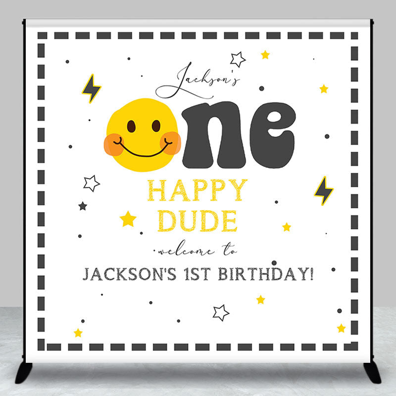 Aperturee - One Happy Dude Smile Face Custom Birthday Backdrop