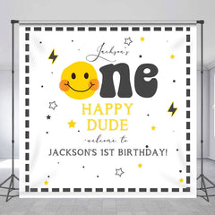 Aperturee - One Happy Dude Smile Face Custom Birthday Backdrop