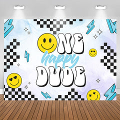 Aperturee - One Happy Dude Smiley Face Boy 1st Birthday Backdrop