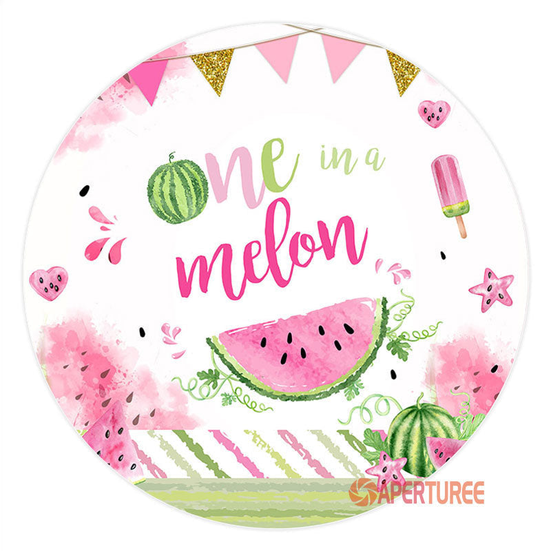 Aperturee - One In A Melon Pink Happy 1st Birthday Backdrop