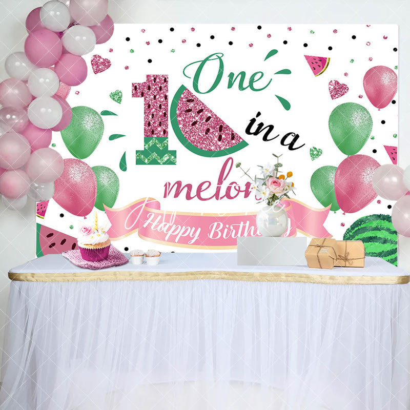 Aperturee - One In A Melon Rose Gold Glitter Birthday Backdrop