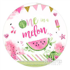 Aperturee One In A Melon Summer Round Happy Birthday Backdrop