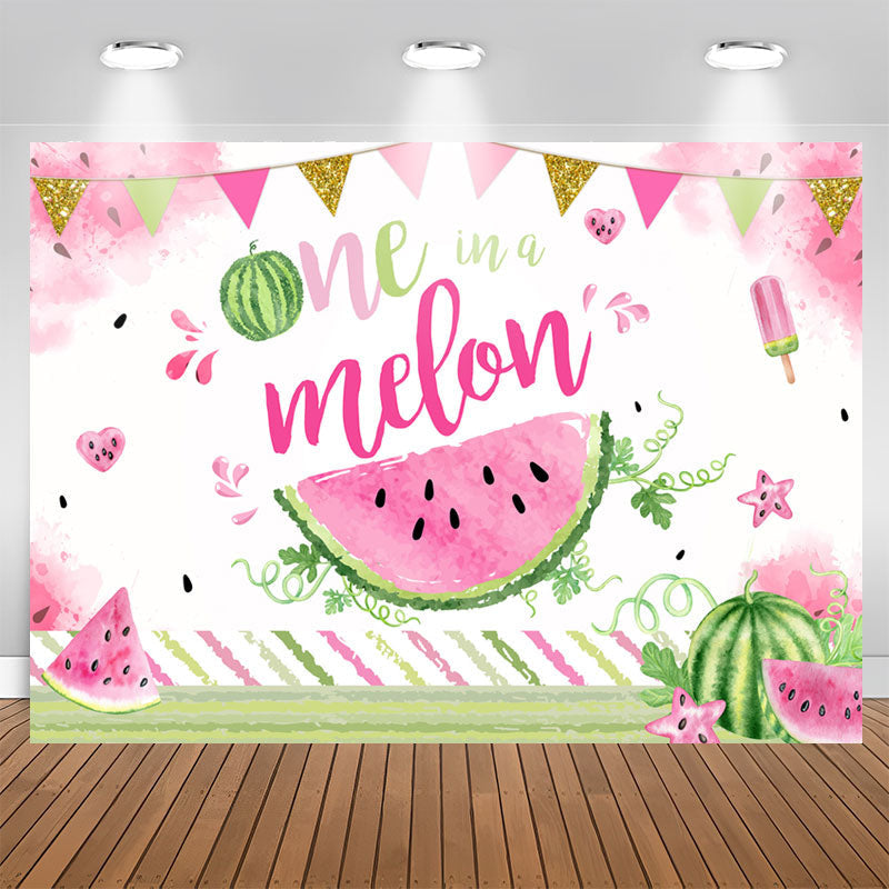 Aperturee - One in A Melon Summer Watermelon 1st Birthday Backdrop