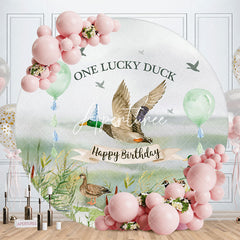 Aperturee One Lucky Duck Green Round 1st Birthday Backdrop