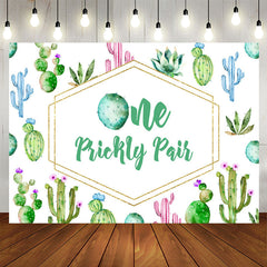 Aperturee - One Prickly Pair Cactus Happy 1St Birthday Backdrop