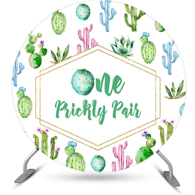 Aperturee - One Prickly Pair Cactus Round 1st Birthday Backdrop