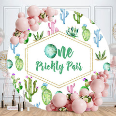 Aperturee - One Prickly Pair Cactus Round 1st Birthday Backdrop