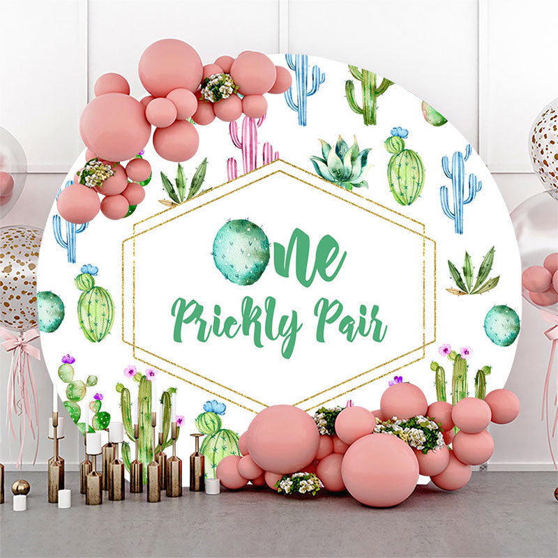 Aperturee - One Prickly Pair Cactus Round 1st Birthday Backdrop