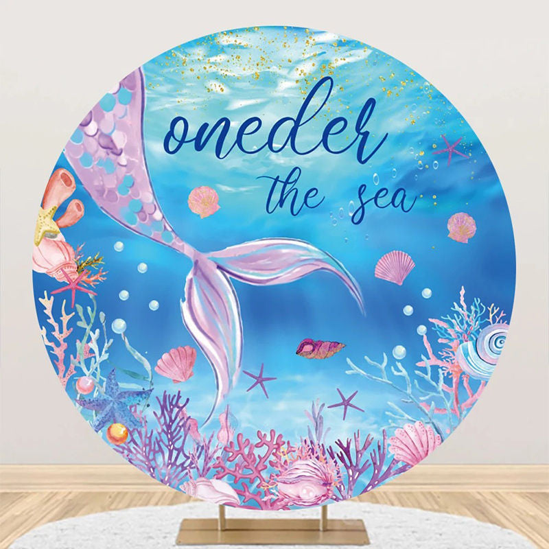 Aperturee - Oneder The Sea Mermaid Coral Shell Circle Backdrop