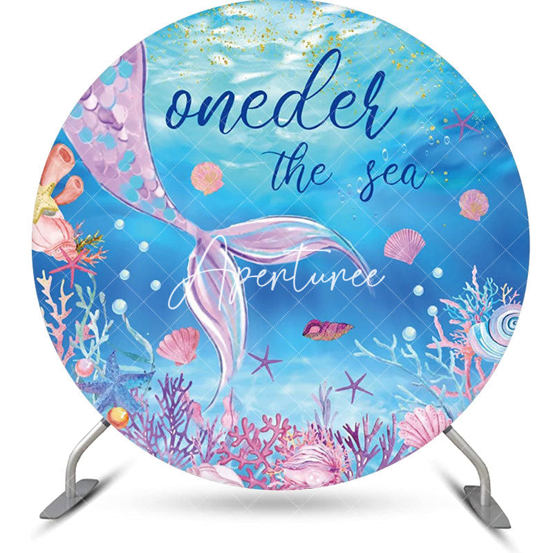 Aperturee - Oneder The Sea Mermaid Coral Shell Circle Backdrop